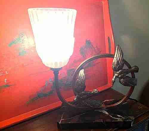 art deco night light seagulls in flight