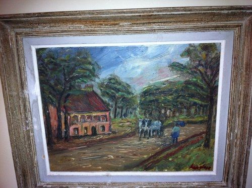 19th century french oil painting rural scene signed