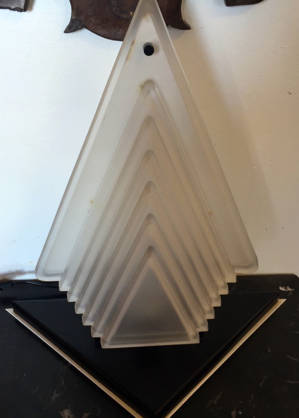 stylish art deco pyramid lamp pate de verre and bakelite