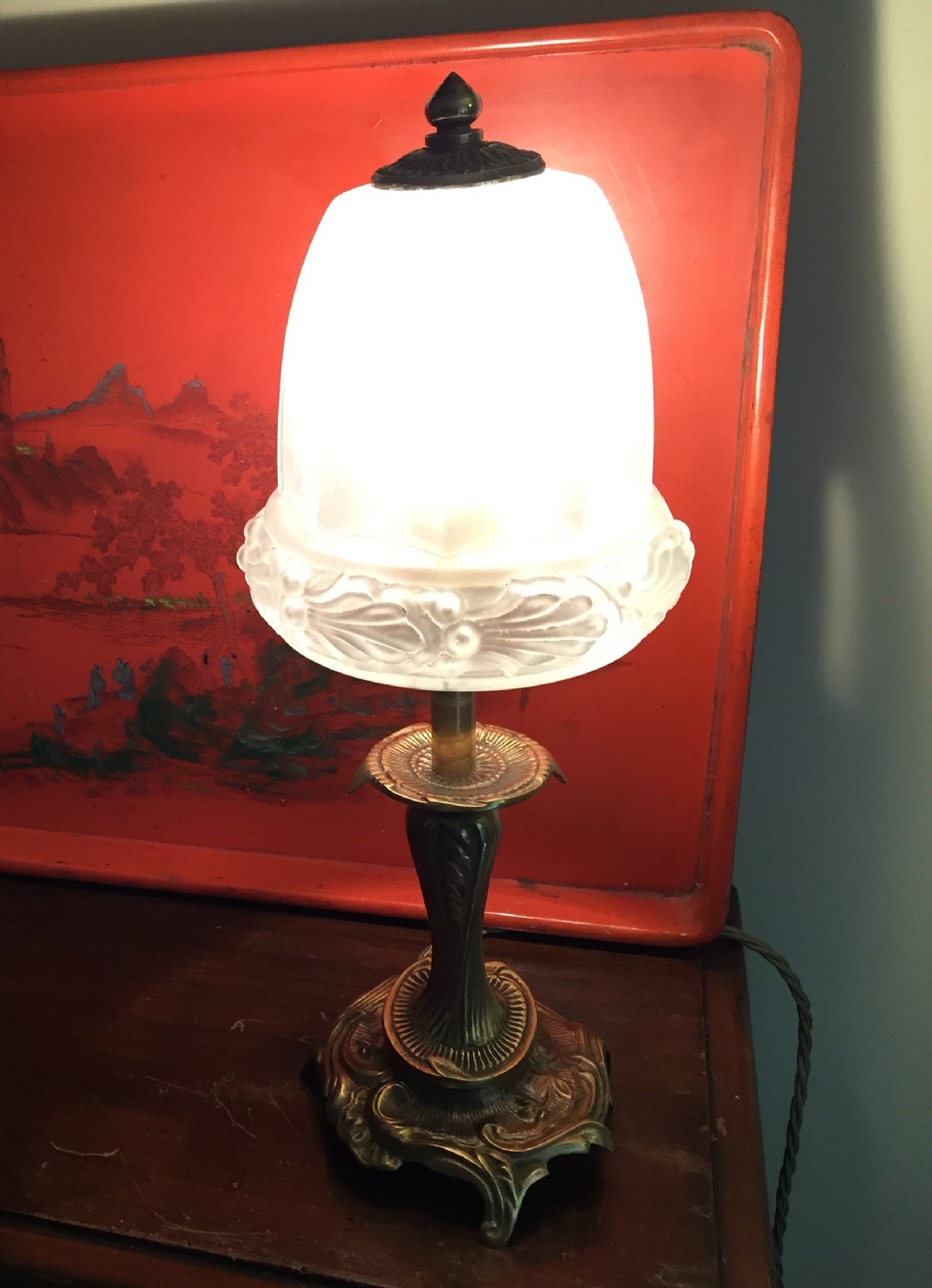 napoleon iii console lamp bronze and frosted glass