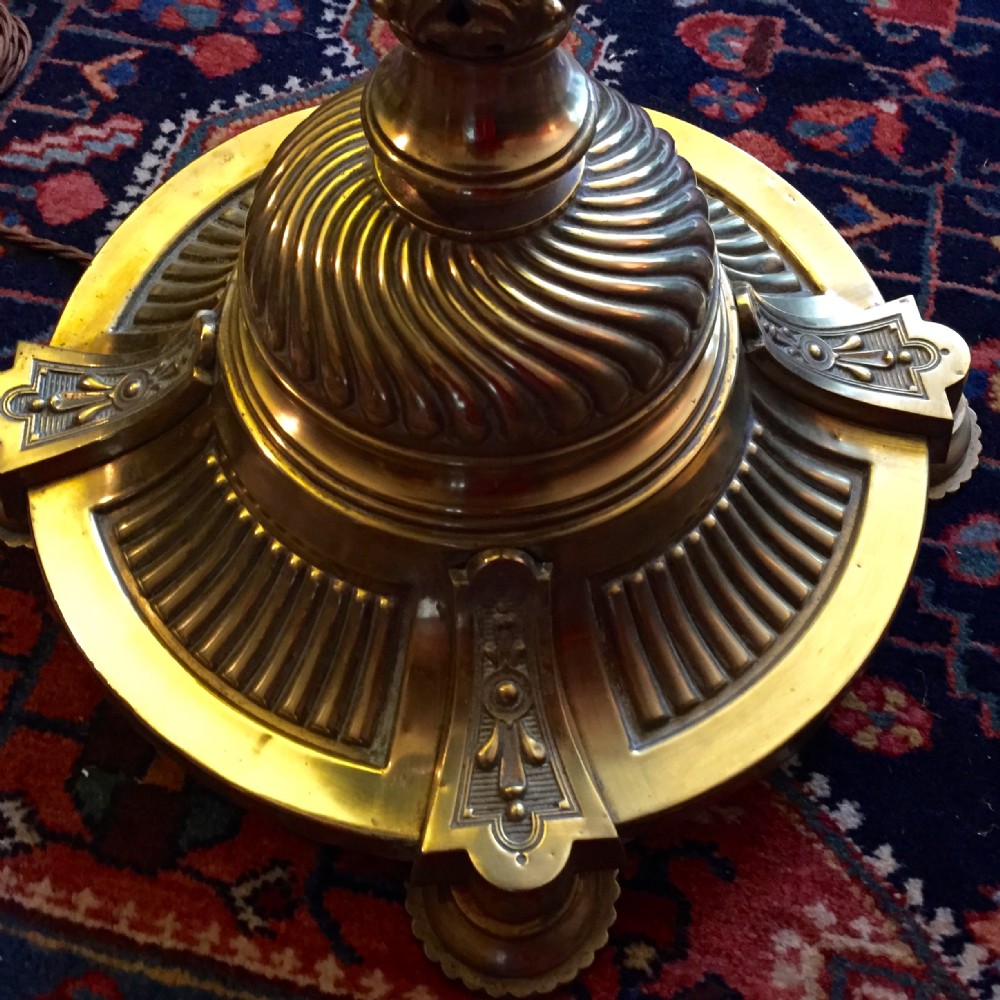 victorian standard telescopic lamp with shelf and cranberry shade