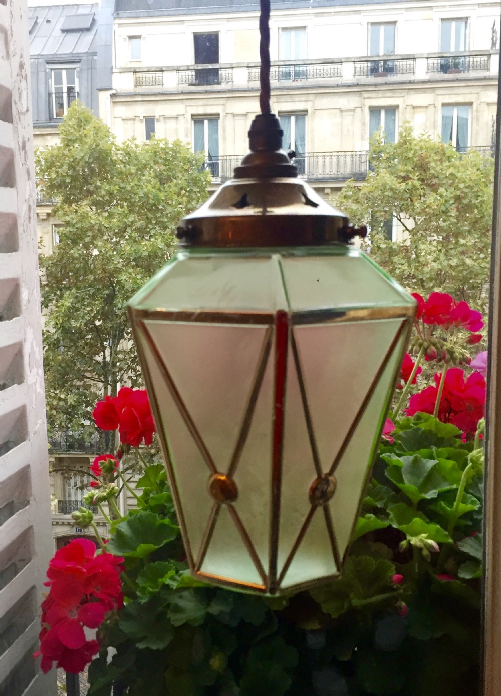 art deco green hexagonal lantern