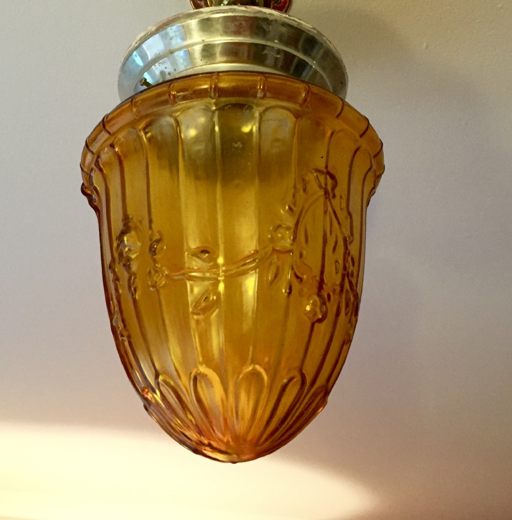 edwardian amber glass lantern