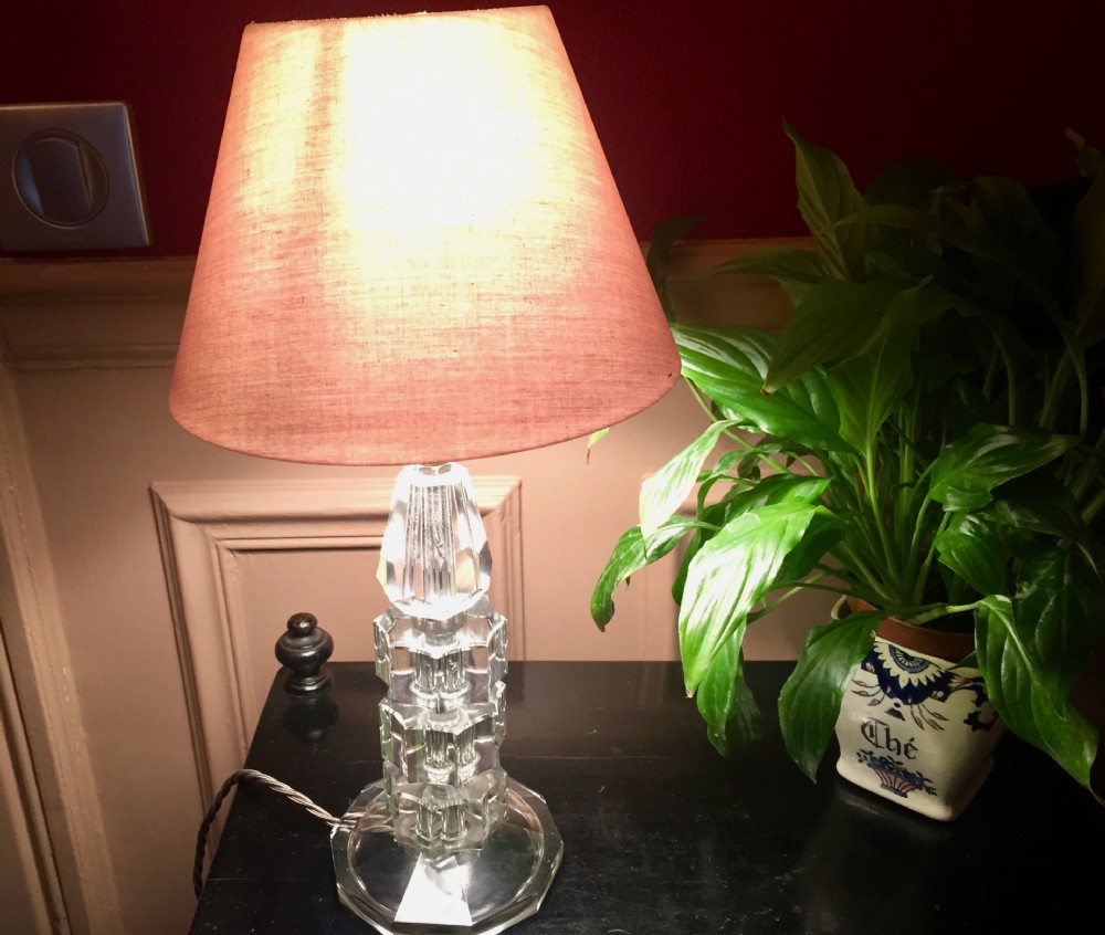 lovely 1930 dressing table lamp lucite and cut glass