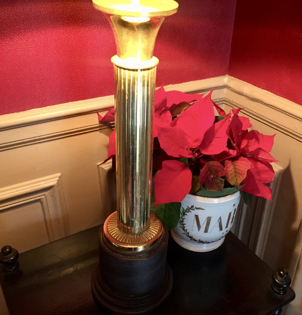 handsome art deco obelisk desk lamp brass on bakelite