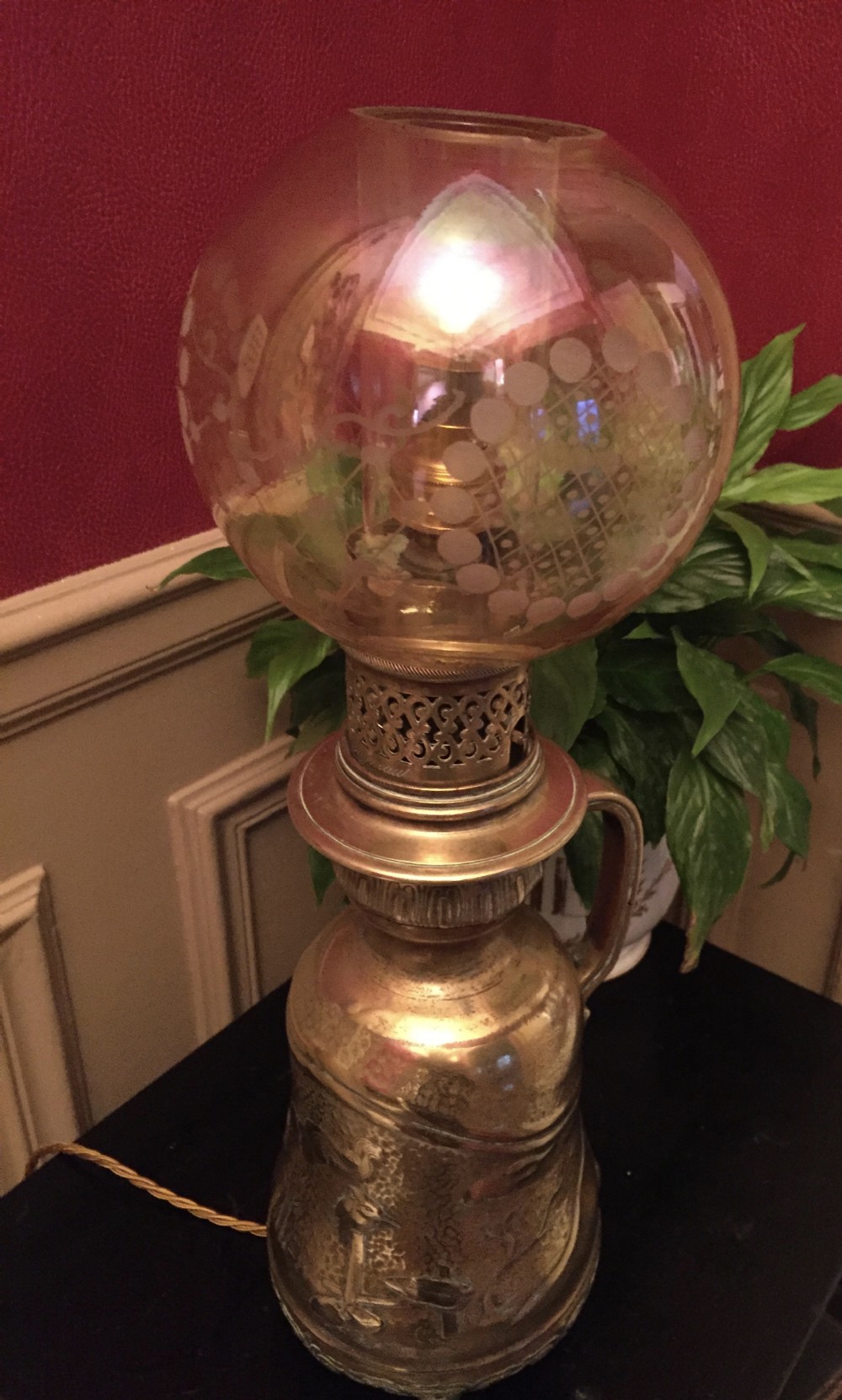 1800 gaggenau stamped oil lamp bronze
