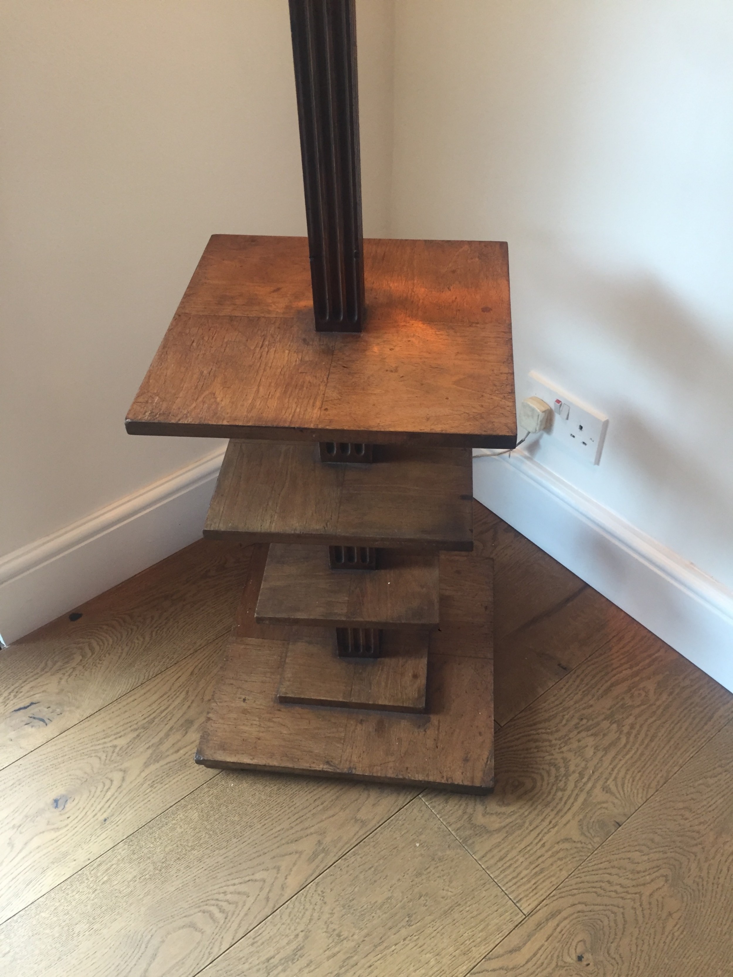 original art deco standard lamp oak