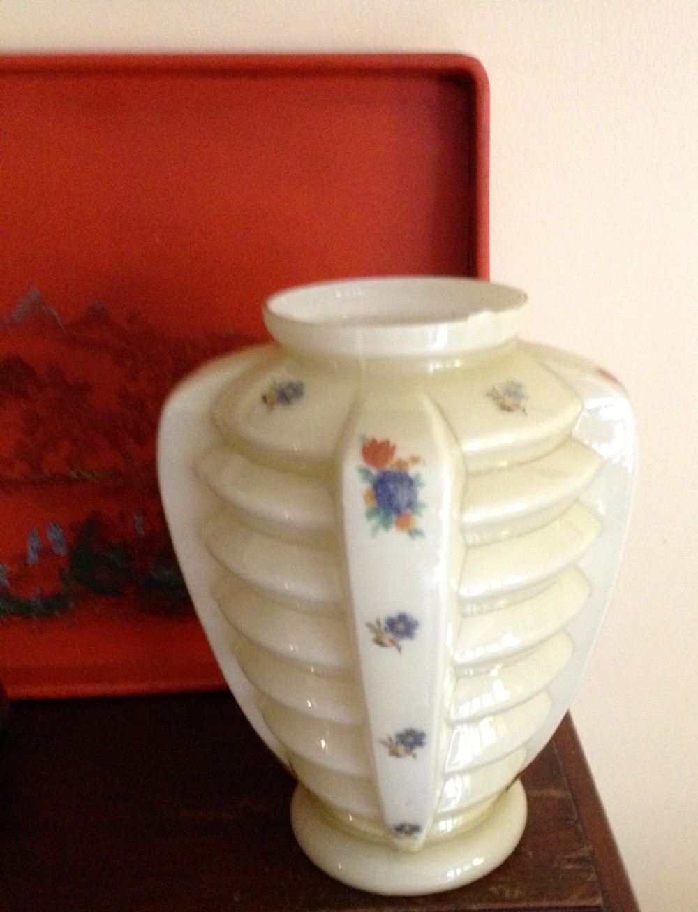 art deco vase enamelled opaline