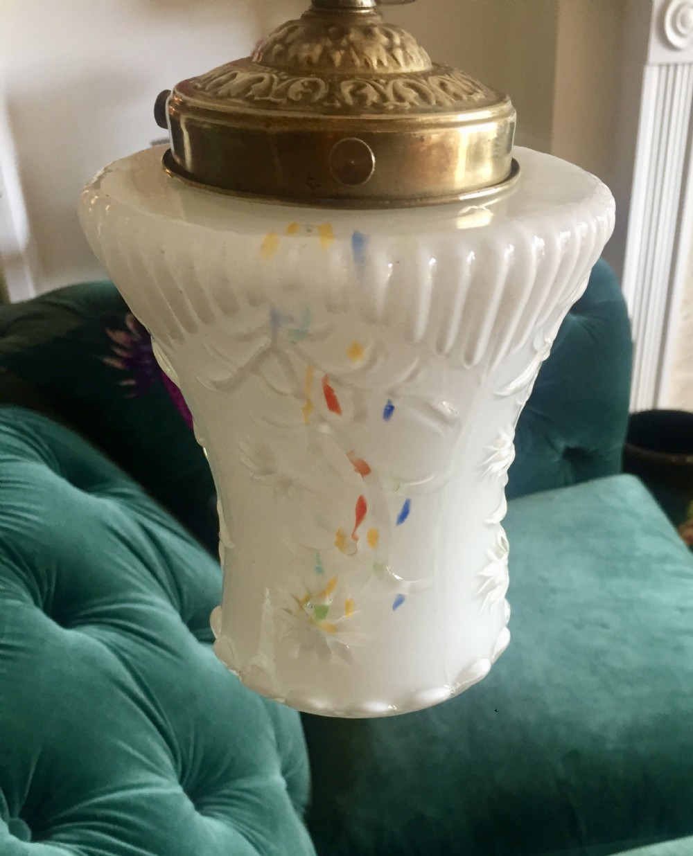 fine quality edwardian enamelled ceiling lamp