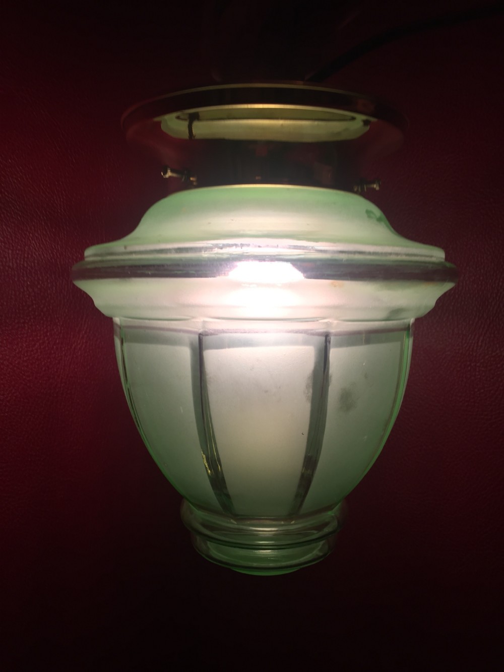 large art deco green ceiling globe