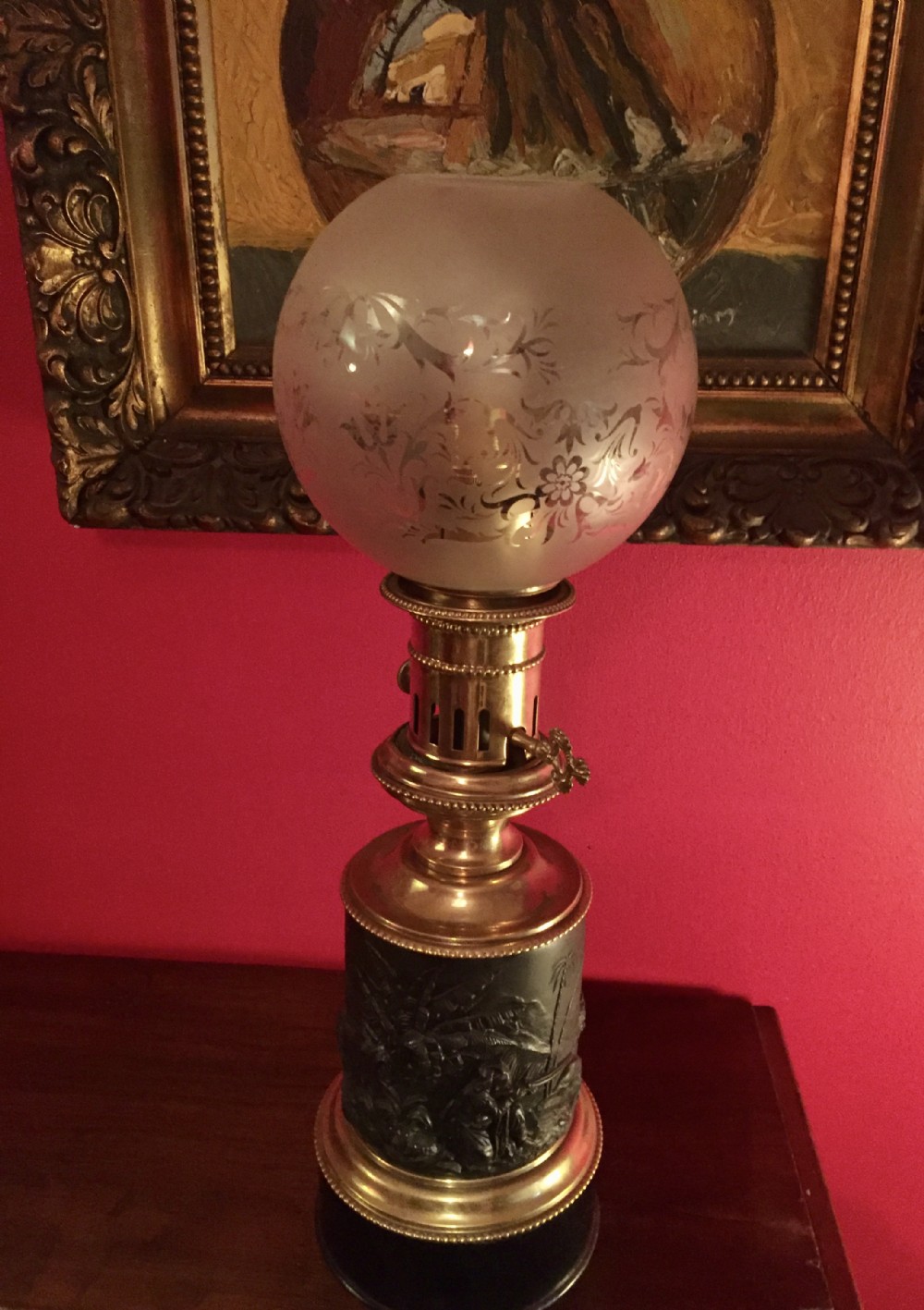 french orientalist table lamp brass and carved toleware