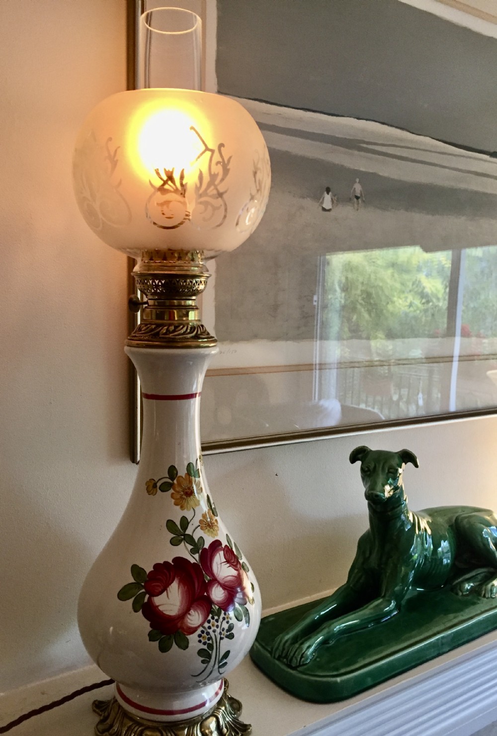 napoleon iii oil lamp faience on bronze
