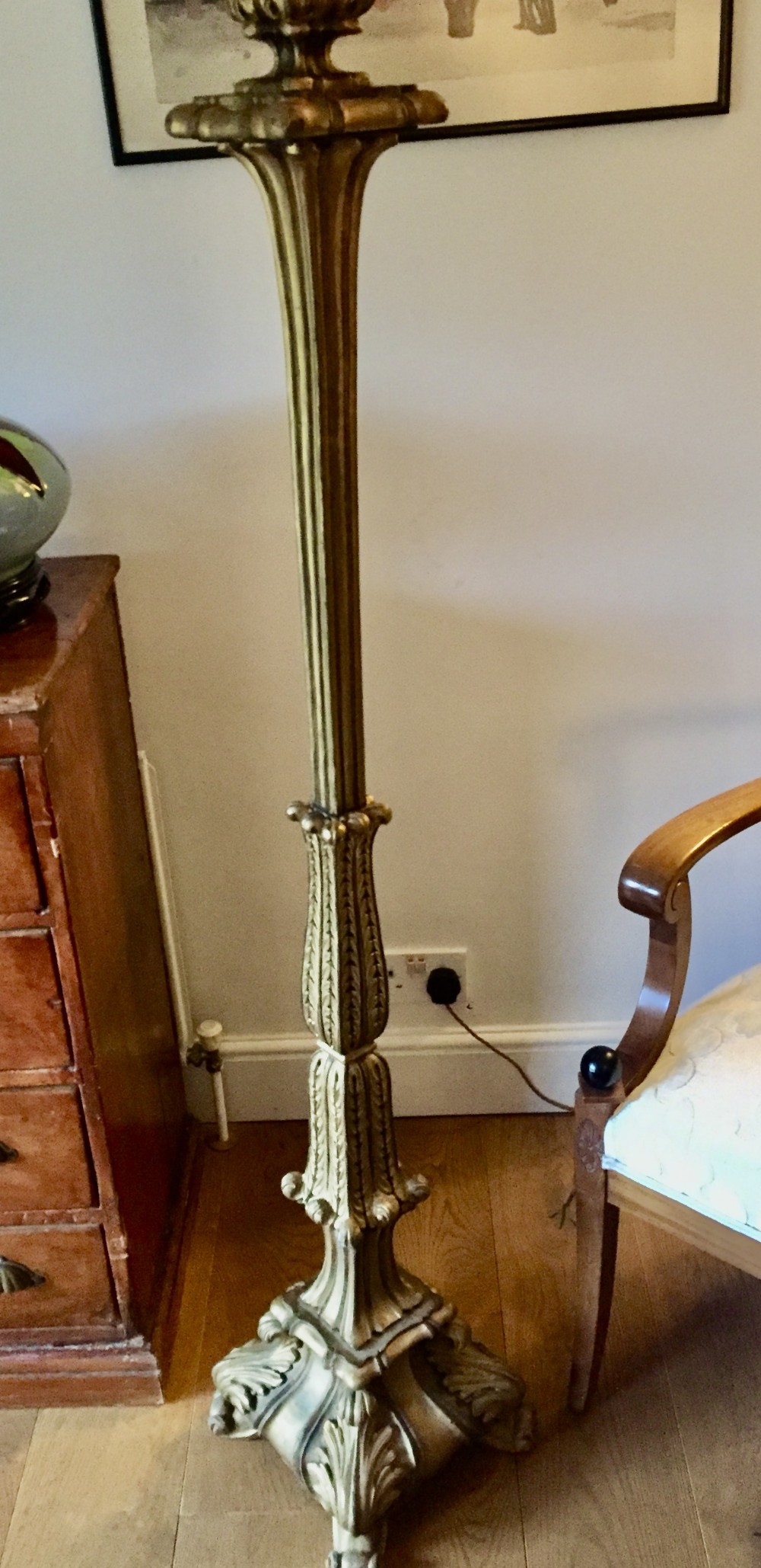 original 1910 french standard lamp giltwood