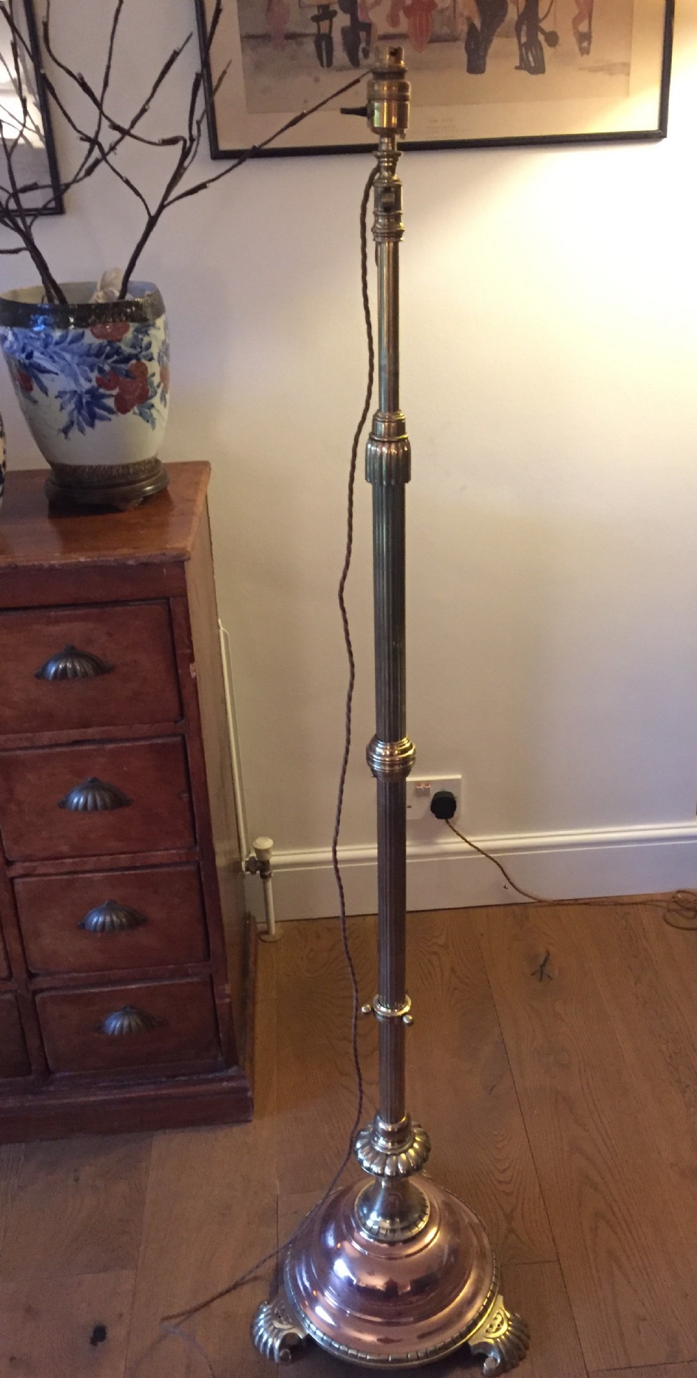 impressive victorian telescopic standard lamp copper and brass