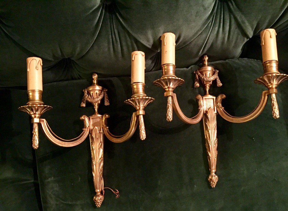 large imposing pair napoleon iii wall lights bronze