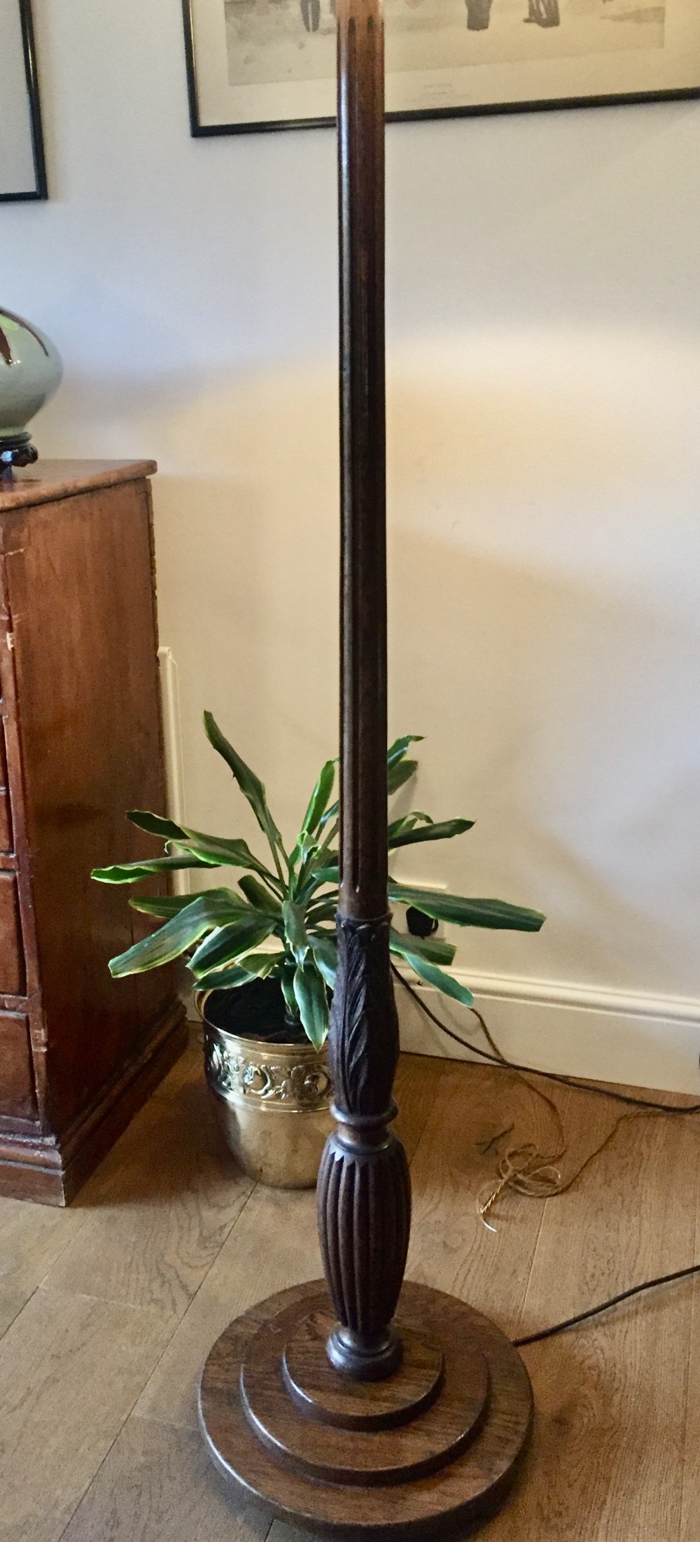 tall edwardian carved standard lamp walnut